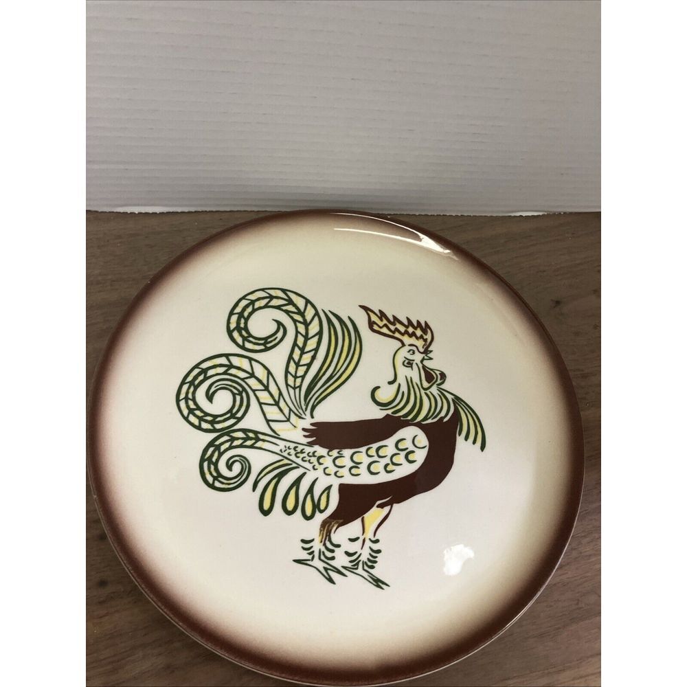 Vintage Farmhouse Rooster Brock of California Diner Plate Chanticleer‎ 11.75 in